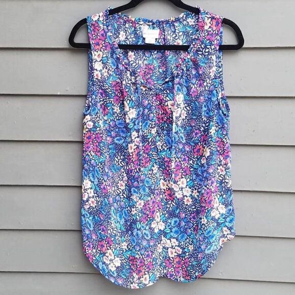 Sheer Liz Claiborne Multi-color Floral Top Size Large - Picture 1 of 9